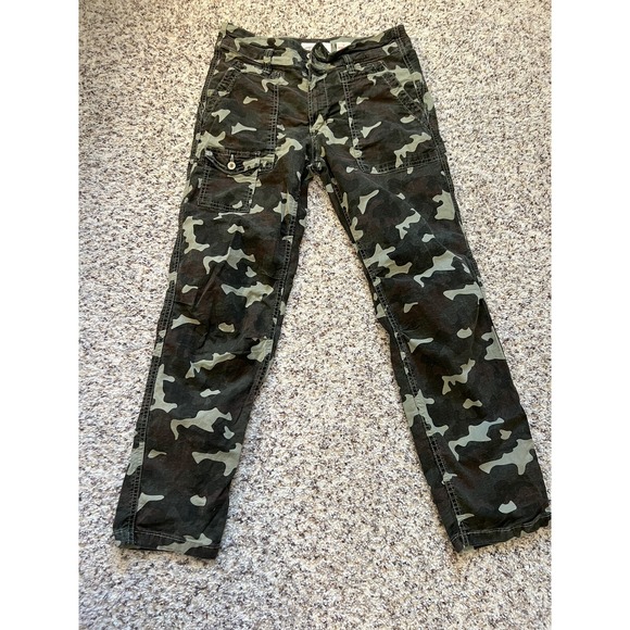 Camo Pants - ANTHROPOLOGIE CAMO Green THE WANDERER CARGO PANTS‎ WOMENS SZ 27 Cotton Blend
